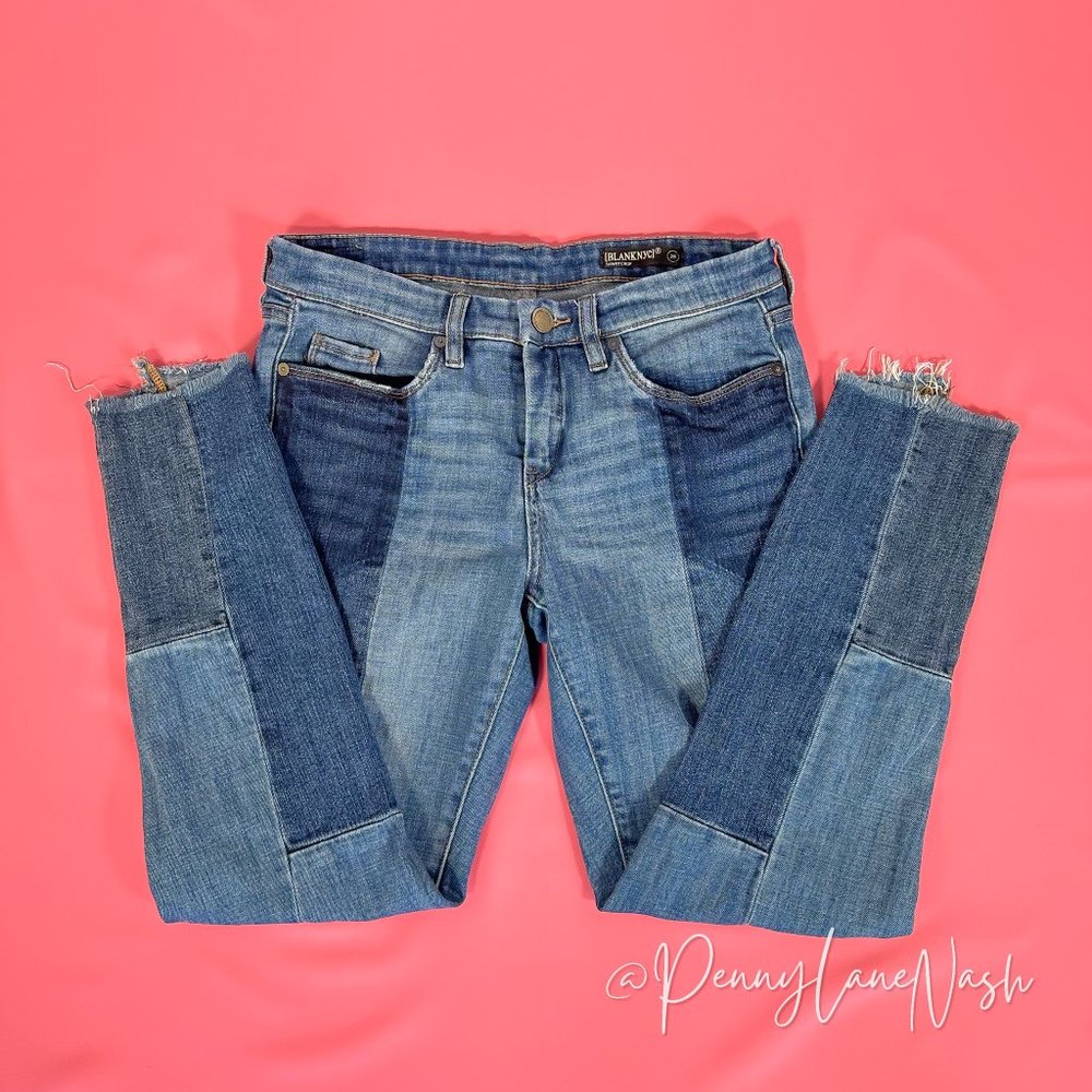 Blank NYC Patchwork Raw Hem Skinny Crop Jeans - Picture 4 of 11